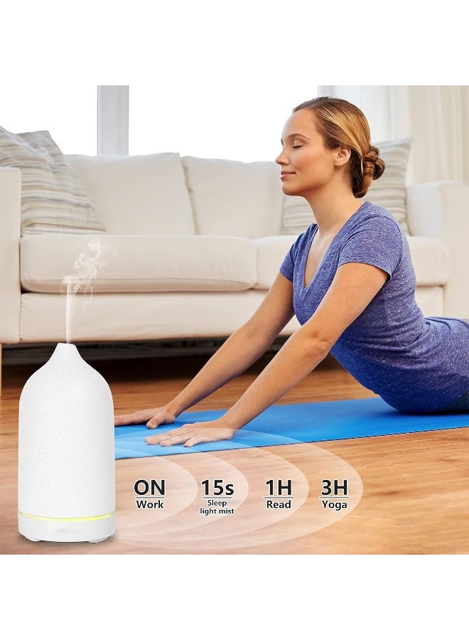 Monademo Stone Diffuser, Ceramic Essential Oil Diffuser, Humidifier 160ml Ultrasonic Oil Diffuser for Aromatherapy (White) - Image 5